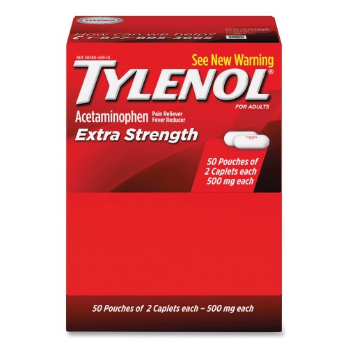 Tylenol® Extra Strength, 2 Caplet Pack, 50 Pack Box (44910)