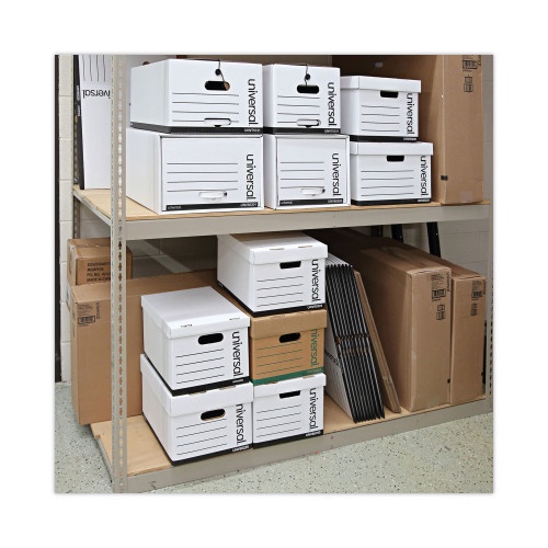 Universal Deluxe Quick Set-Up String-And-Button Boxes, Letter Files, White, 12/Carton
