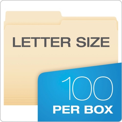 Pendaflex Manila File Folders, 1/2-Cut Tabs, Letter Size, 100/Box