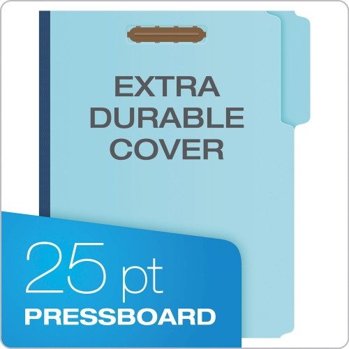 Pendaflex Heavy-Duty Pressboard Folders W/ Embossed Fasteners, Letter Size, Blue, 25/Box