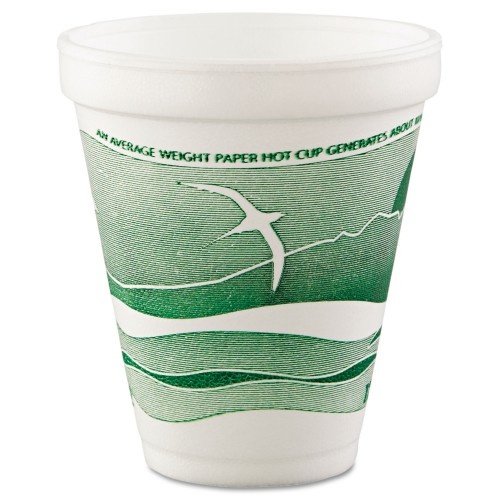 Dart Horizon Hot/Cold Foam Drinking Cups, 12 Oz, Green/White, 25/Bag, 40 Bags/Carton