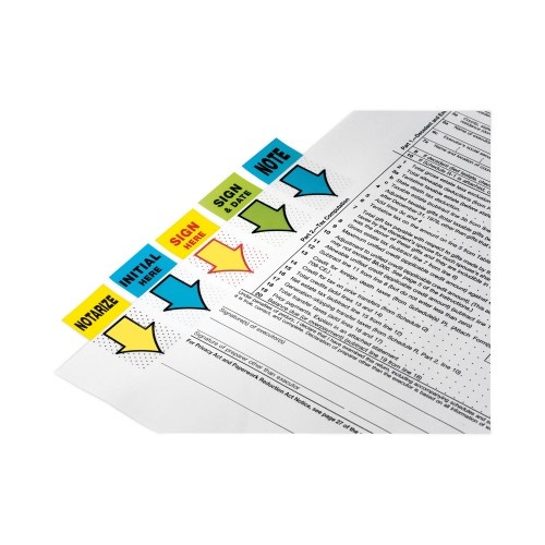 Post-It Arrow Message 1" Page Flags, "Sign And Date", Green, 50 Flags/Dispenser, 2 Dispensers/Pack