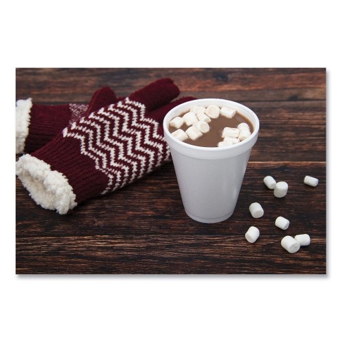 Dart Cafe G Foam Hot/Cold Cups, 12 oz, White with Brown and Red, 1000/Carton