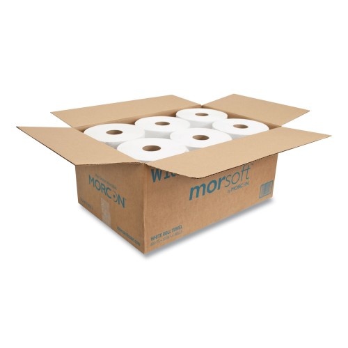 Morcon Paper 10 Inch Roll Towels, 1-Ply, 10" X 800 Ft, White, 6 Rolls/Carton
