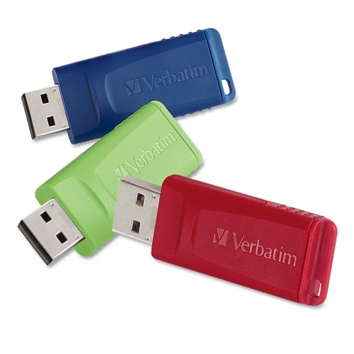 Verbatim Store 'N' Go Usb Flash Drive, 16 Gb, Assorted Colors, 3/Pack