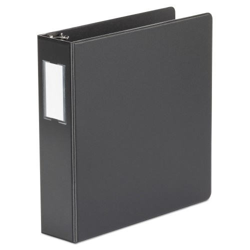 Universal Deluxe Non-View D-Ring Binder With Label Holder, 3 Rings, 2" Capacity, 11 X 8.5, Black