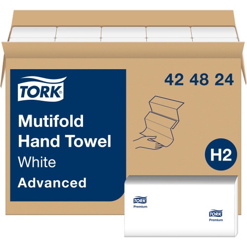 Tork Advanced Multifold Hand Towel, 1-Ply, 9 X 9.5, White, 250/Pack, 16 Packs/Carton