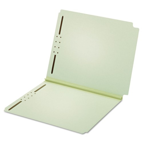Pendaflex Dual-Tab Pressboard Fastener Folder, 2" Expansion, 2 Fasteners, Letter Size, Light Green Exterior, 25/Box