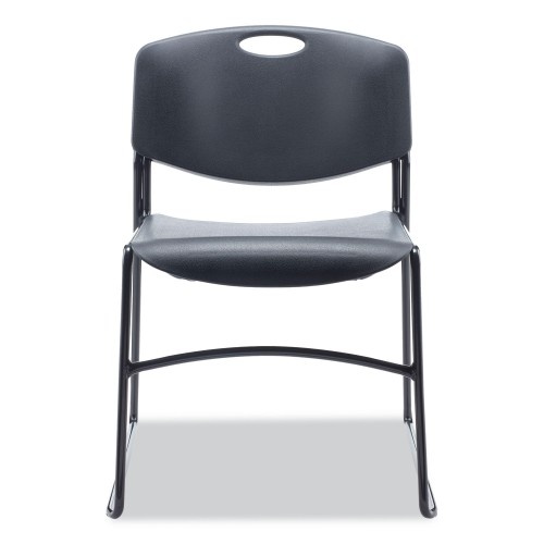 Alera Resin Stacking Chair, Supports Up To 275 Lb, 18.50" Seat Height, Black Seat, Black Back, Black Base, 4/Carton