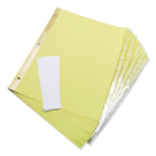 Universal Deluxe Extended Insertable Tab Indexes, 8-Tab, 11 X 8.5, Buff, Clear Tabs, 6 Sets