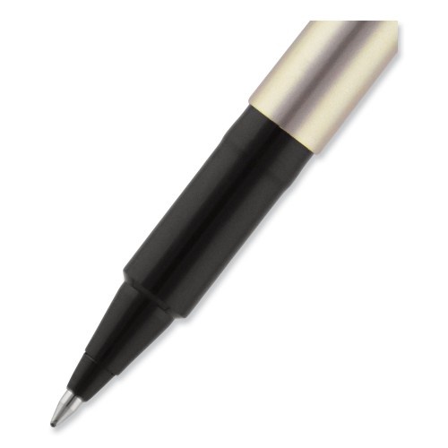 Uni-Ball Deluxe Roller Ball Pen, Stick, Fine 0.7 Mm, Black Ink, Champagne Barrel, Dozen