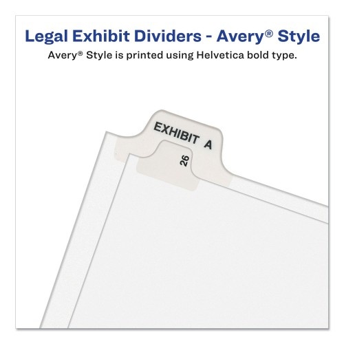 Preprinted Legal Exhibit Side Tab Index Dividers, Avery Style, 26-Tab, Exhibit A To Exhibit Z, 11 X 8.5, White, 1 Set,
