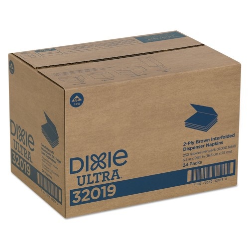 Dixie Ultra Interfold Napkin Refills 2-Ply, 6 1/2" X 9 7/8", Brown, 6000/Carton
