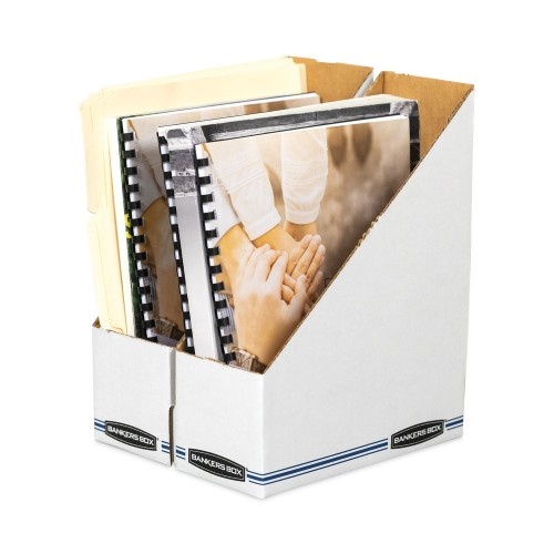 Bankers Box Corrugated Cardboard Magazine File, 4 X 9 1/4 X 11 3/4, White, 12/Carton