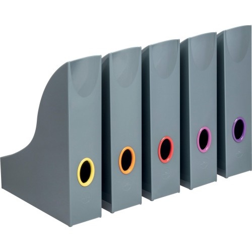 Durable Varicolor Magazine Rack Set, Gray/Multicolor - 5 Pack