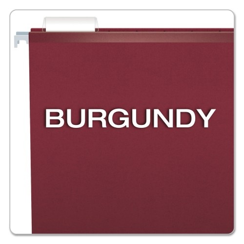 Pendaflex Colored Reinforced Hanging Folders, Legal Size, 1/5-Cut Tab, Burgundy, 25/Box