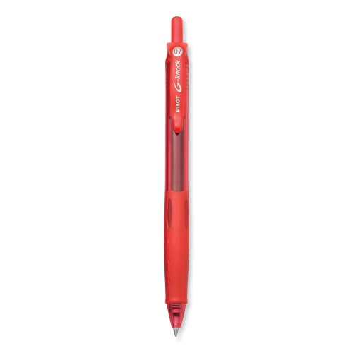 Pilot G-Knock Begreen Gel Pen, Retractable, Fine 0.7 Mm, Red Ink, Red Barrel, Dozen