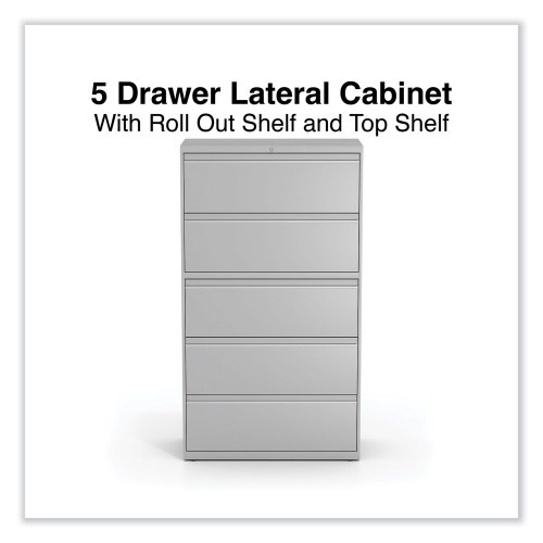 Alera Lateral File, 5 Legal/Letter/A4/A5-Size File Drawers, Light Gray, 36" X 18.63" X 67.63"