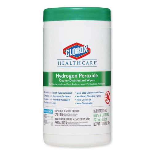 Clorox Healthcare Hydrogen Peroxide Cleaner Disinfectant Wipes, 9 X 6.75, Unscented, White, 95/Canister, 6 Canisters/Carton