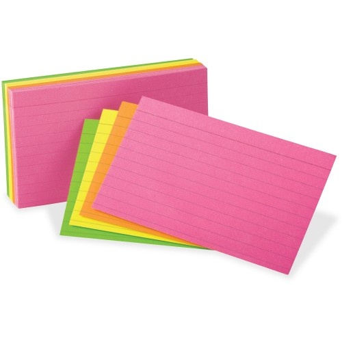 Oxford Neon Glow Ruled Index Cards