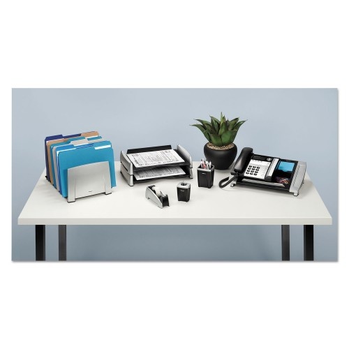 Fellowes Office Suites Desktop Tape Dispenser, 1" Core, Plastic, Heavy Base, Black/Silver