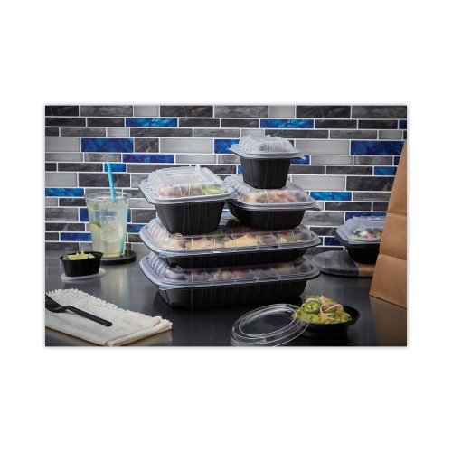 EarthChoice Vented Microwavable MFPP Hinged Lid Container, 2-Compartment, 9  x 6 x 3.1, White, Plastic, 170/Carton
