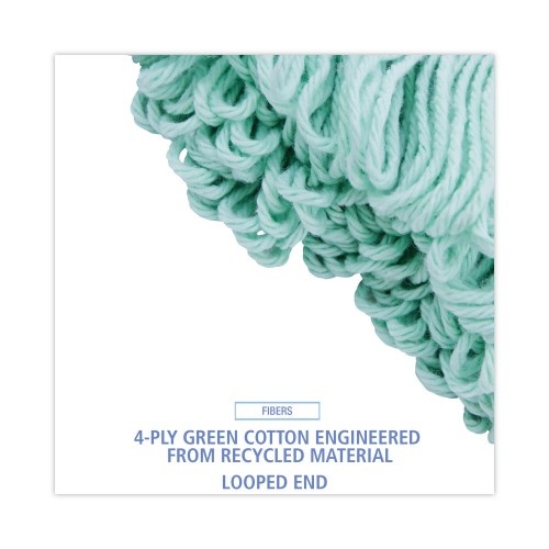 Boardwalk Ecomop Looped-End Mop Head, Recycled Fibers, Extra Large Size, Green