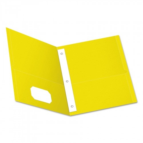 Oxford Twin-Pocket Folders With 3 Fasteners, Letter, 1/2" Capacity, Yellow, 25/Box