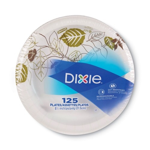 Dixie Pathways Soak-Proof Shield Mediumweight Paper Plates, 8 1/2", Grn/Burg, 125/Pk