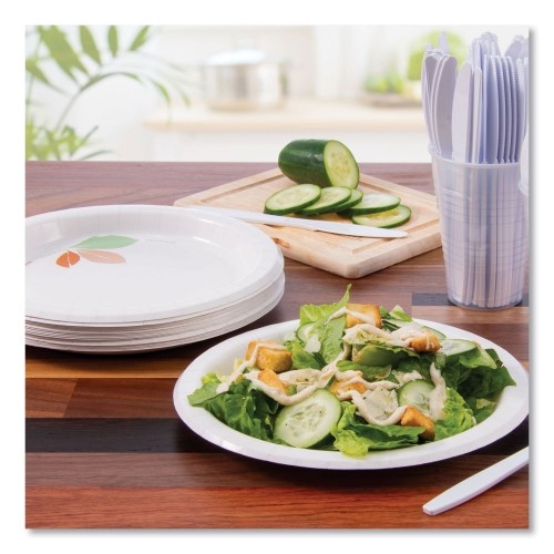 Solo Bare Eco-Forward Paper Dinnerware Perfect Pak, Plate, 8.5" Dia, Green/Tan, 125/Pack, 2 Packs/Carton