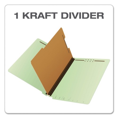 Pendaflex End Tab Classification Folders, 1 Divider, Letter Size, Pale Green, 10/Box
