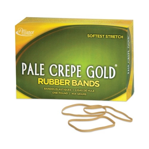 Alliance Pale Crepe Gold Rubber Bands, Size 33, 0.04" Gauge, Golden Crepe, 1 Lb Box, 970/Box