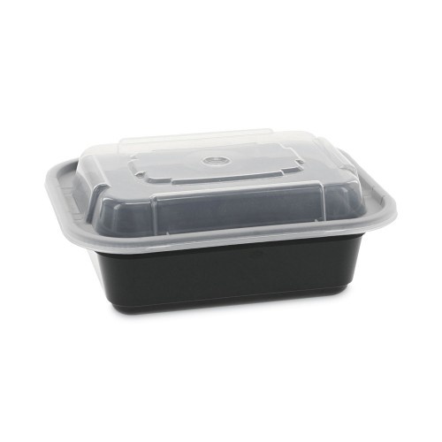 Pactiv Newspring Versatainer Microwavable Containers, 12 Oz, 4.5 X 5.5 X 1.75, Black/Clear, Plastic, 150/Carton