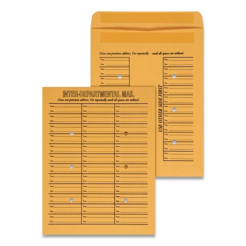 Universal Deluxe Interoffice Press And Seal Envelopes, #97, Two-Sided Three-Column Format, 10 X 13, Brown Kraft, 100/Box