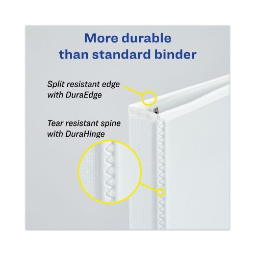 Avery Heavy-Duty View Binder With Durahinge And One Touch Ezd Rings, 3 Rings, 1.5" Capacity, 11 X 8.5, White