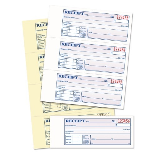 Tops Money And Rent Receipt Books, Account + Payment Sections, Two-Part Carbonless, 7.13 X 2.75, 4 Forms/Sheet, 400 Forms Total