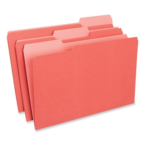 Universal Interior File Folders, 1/3-Cut Tabs: Assorted, Legal Size, 11-Pt Stock, Red, 100/Box