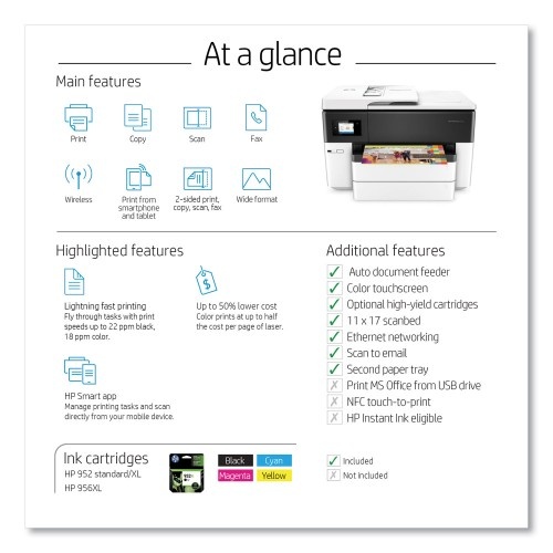 Hp Officejet Pro 7740 All-In-One Printer, Copy/Fax/Print/Scan