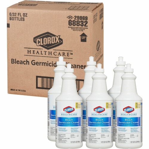 Clorox Healthcare Bleach Germicidal Cleaner, 32 Oz Pull-Top Bottle, 6/Carton