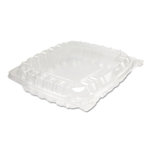 Dart Clearseal Hinged-Lid Plastic Containers, 8.31 X 8.31 X 2, Clear, Plastic, 125/Bag, 2 Bags/Carton