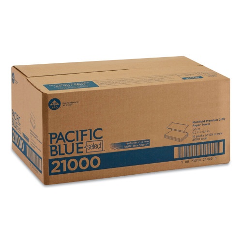 Georgia Pacific Professional Blue Select Multi-Fold 2 Ply Paper Towel, 9.2 X 9.4, White, 125/Pack, 16 Packs/Carton