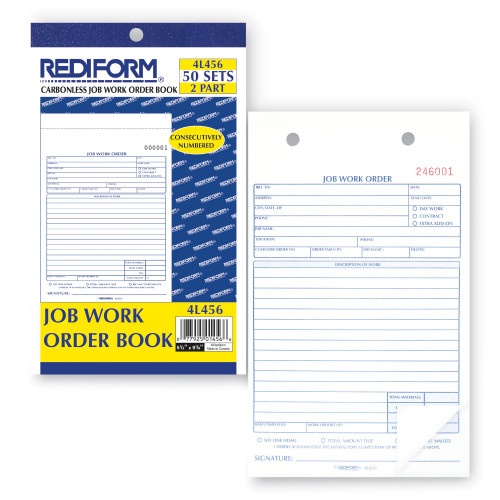 Rediform Job Work Order Book, Two-Part Carbonless, 5.5 X 8.5, 50 Forms Total
