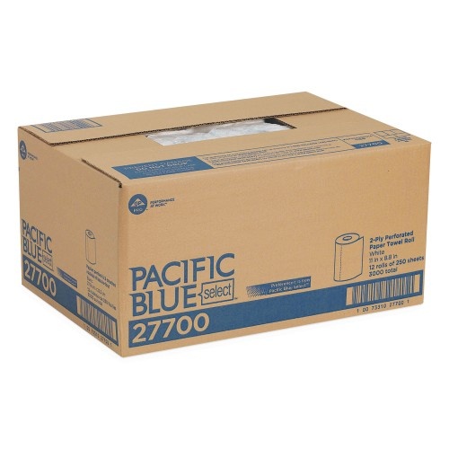 Georgia-Pacific Pacific Blue Select Perforated Paper Towel, 8 4/5X11, White, 250/Roll, 12 Rl/Ct
