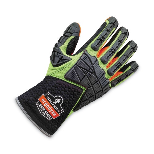 Ergodyne Proflex 925F Standard Dorsal Impact-Reducing Gloves, Black/Lime, Small, Pair, Ships In 1-3 Business Days