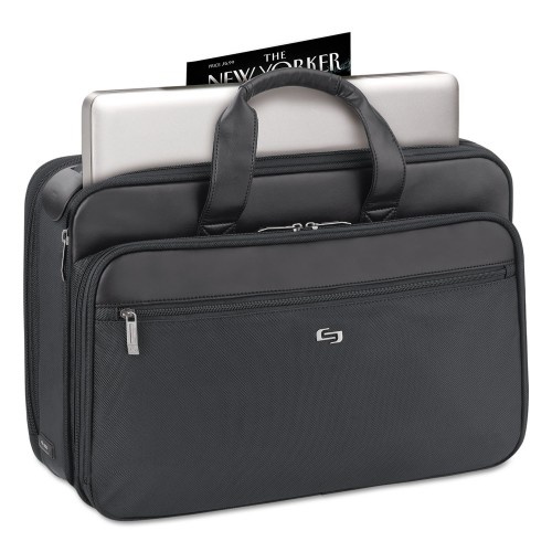 Solo Classic Smart Strap Briefcase, Fits Devices Up To 16", Ballistic Polyester, 17.5 X 5.5 X 12, Black