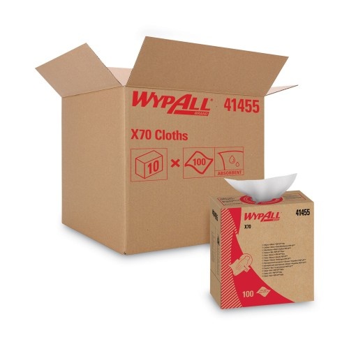 Wypall X70 Cloths, Pop-Up Box, 9.13 X 16.8, White, 100/Box, 10 Boxes/Carton