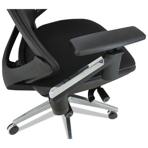 Alera Eb-W Series Pivot Arm Multifunction Mesh Chair, Supports 275 Lb, 18.62" To 22.32" Seat, Black Seat/Back, Aluminum Base
