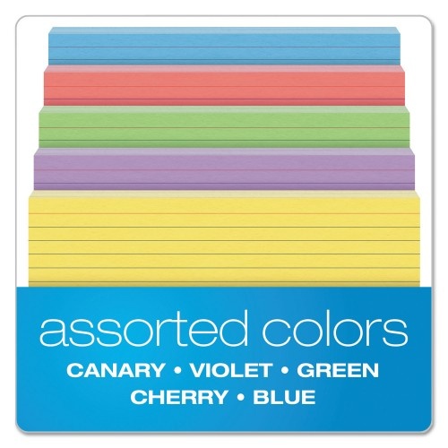 Oxford Ruled Index Cards, 5 X 8, Blue/Violet/Canary/Green/Cherry, 100/Pack