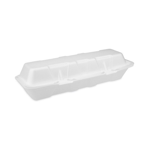 Pactiv Foam Hinged Lid Containers, Dual Tab Lock Hoagie, 13 X 4 X 4, White, 250/Carton