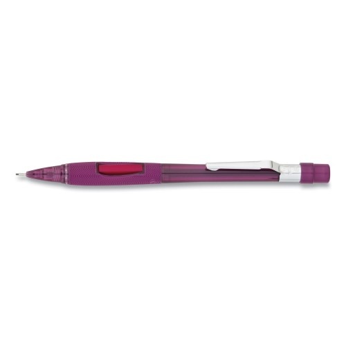 Pentel Quicker Clicker Mechanical Pencil, 0.9 Mm, Hb (#2.5), Black Lead, Transparent Burgundy Barrel